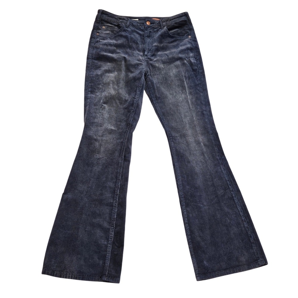 Pilcro and the Letterpress The Icon Navy‎ Blue Corduroy Flare Pants Womens 29